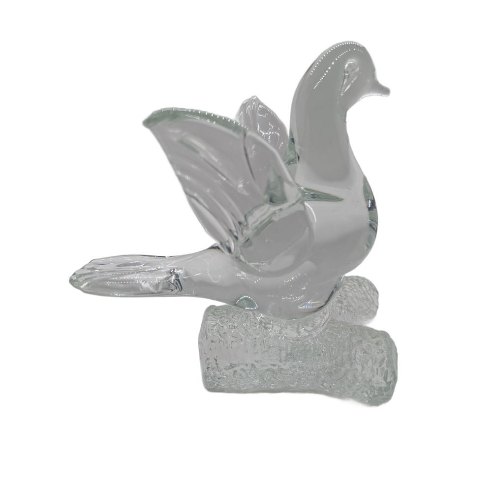 Stunning Vintage Murano Glass Mourning Dove on Textured Branch Sculpture